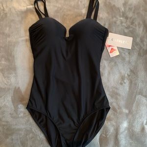 Athleta black one piece bathing suit with structured cups